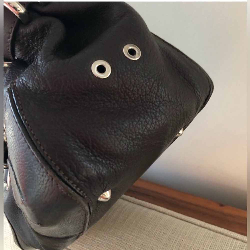 Sonia Rykiel Black Leather Top-Handle Satchel with Silver Hardware - Picture 12 of 12